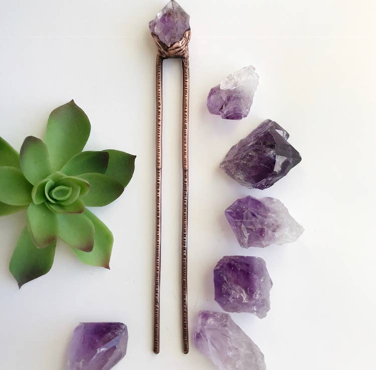 Amethyst Hair Pin