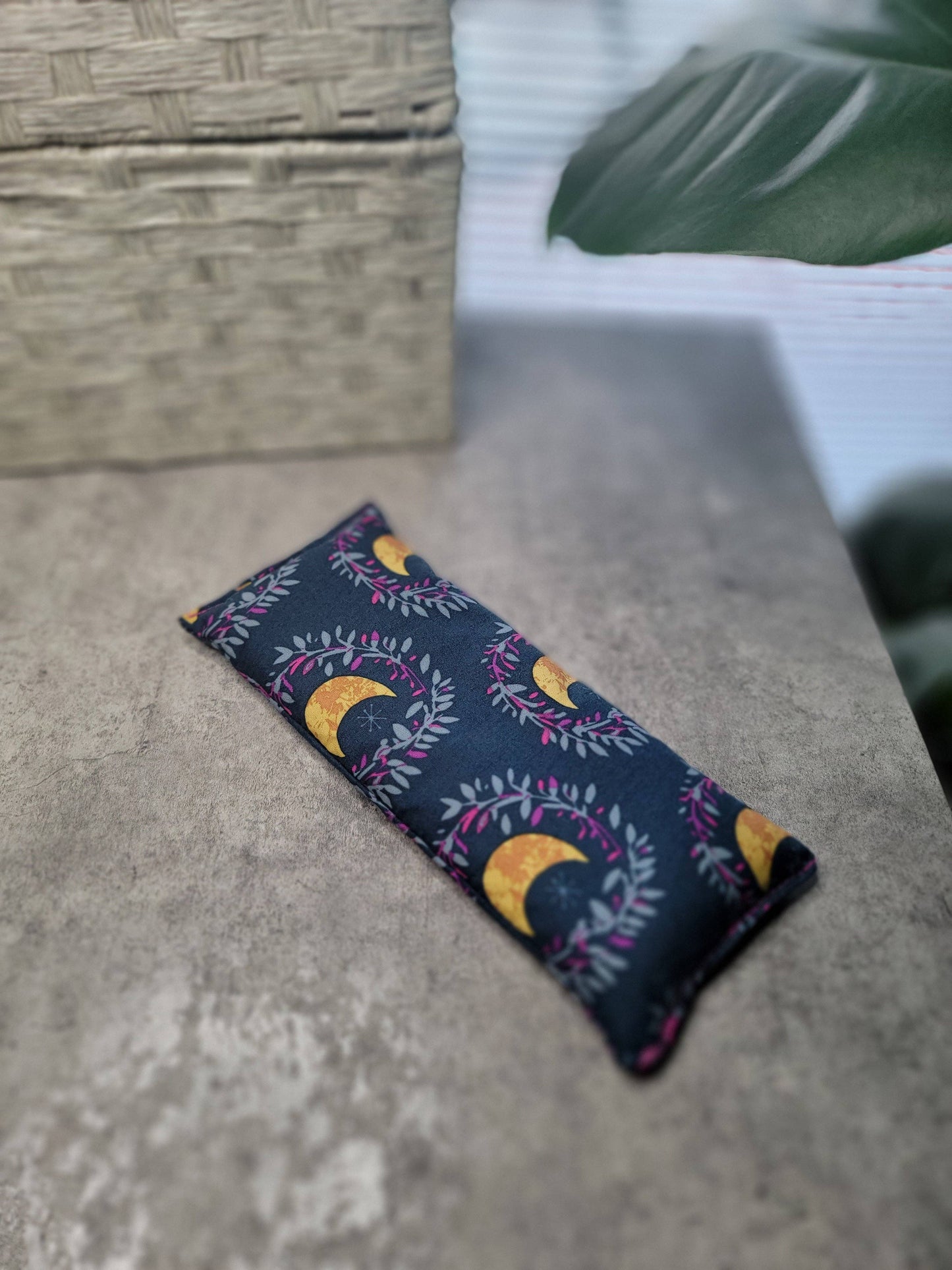 Aromatherapy Hot/Cold Weighted Eye Pillow - Moon and Sky fabrics: Lavender and Peppermint / Rice and Flaxseed Mix / Boho Sun