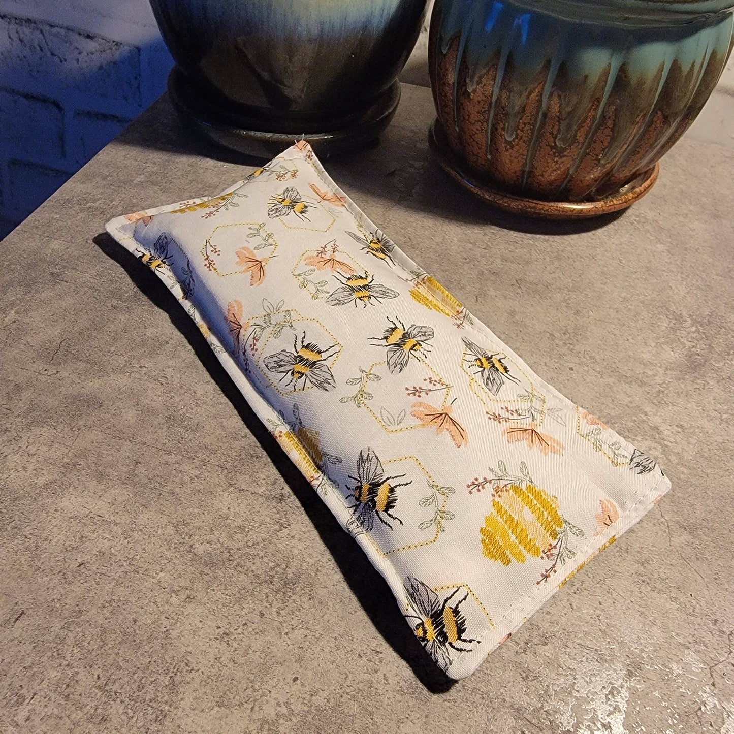 Aromatherapy Hot/Cold Weighted Eye Pillow - Soothing Patterns: Lavender and Peppermint / Rice and Flaxseed Mix / Olive Dragonflies