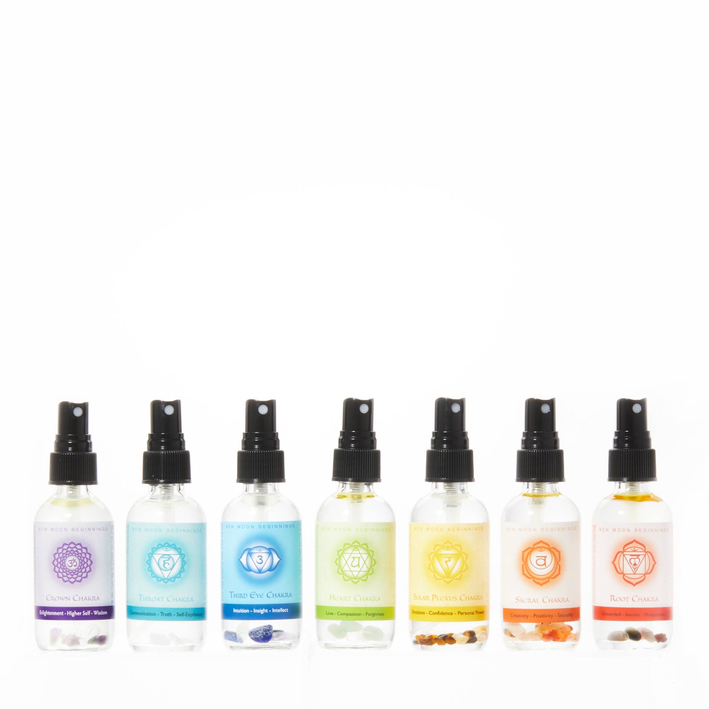 7 Chakra Balancing Spray, Essential Oil and Crystal Perfume: Set of all 7 Chakras