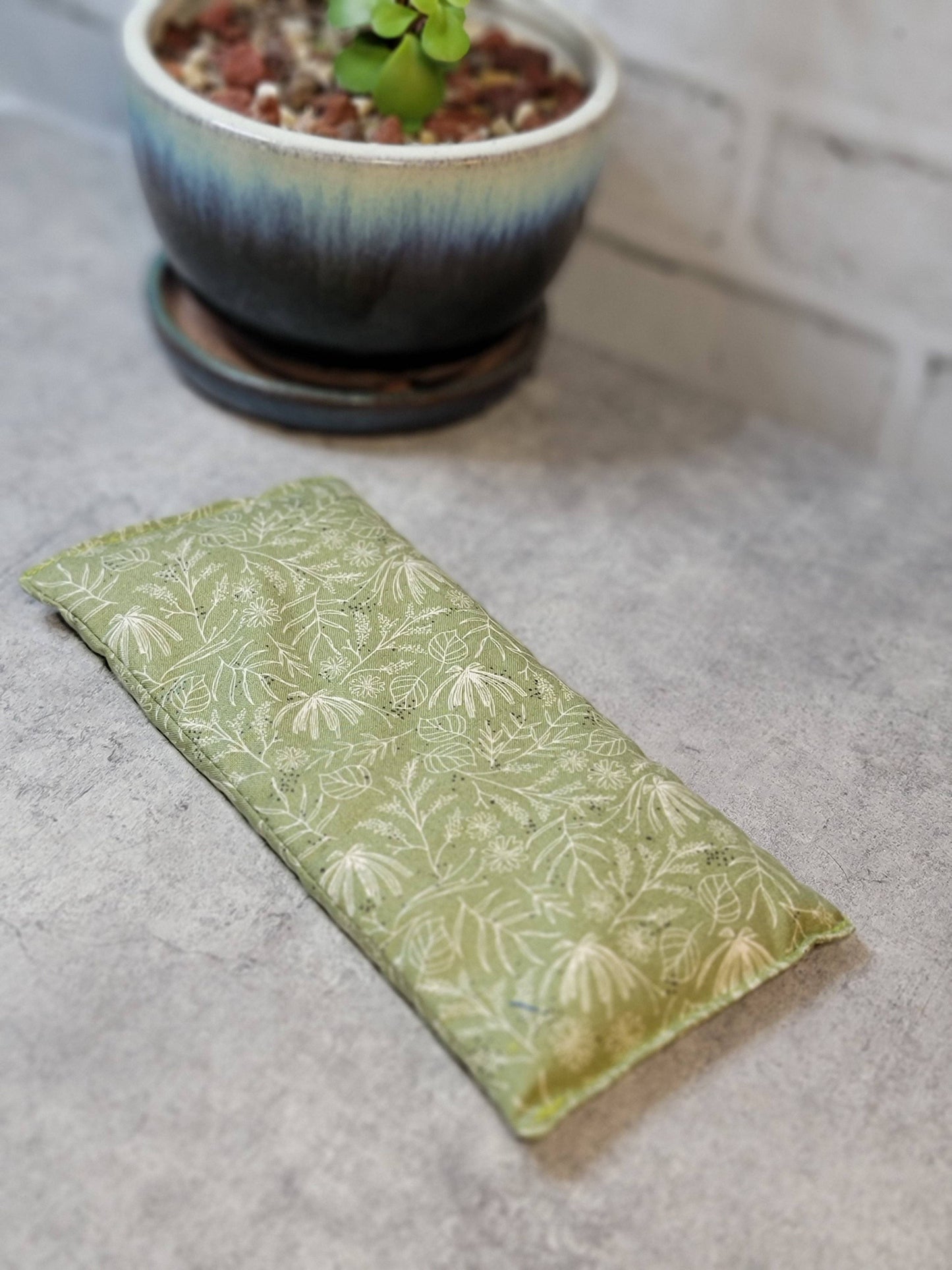 Aromatherapy Hot/Cold Weighted Eye Pillow - Soothing Patterns: Lavender and Peppermint / Rice and Flaxseed Mix / Olive Dragonflies