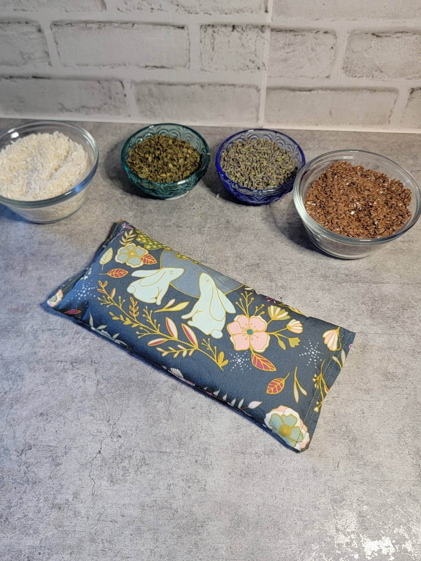 Aromatherapy Hot/Cold Weighted Eye Pillow - Soothing Patterns: Lavender and Peppermint / Rice and Flaxseed Mix / Olive Dragonflies