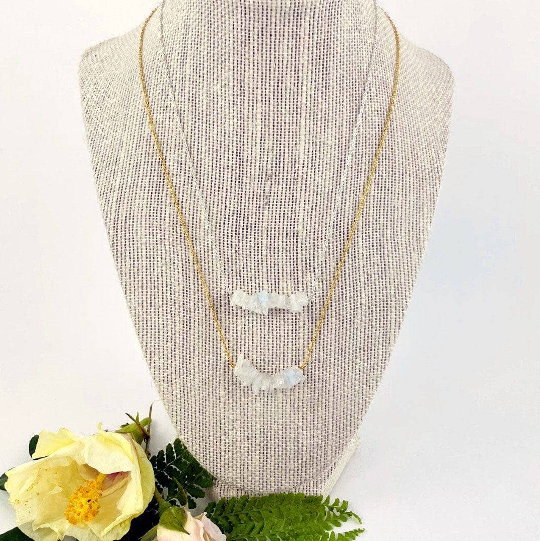 June Birthstone Necklace  - Moonstone: Gold over sterling