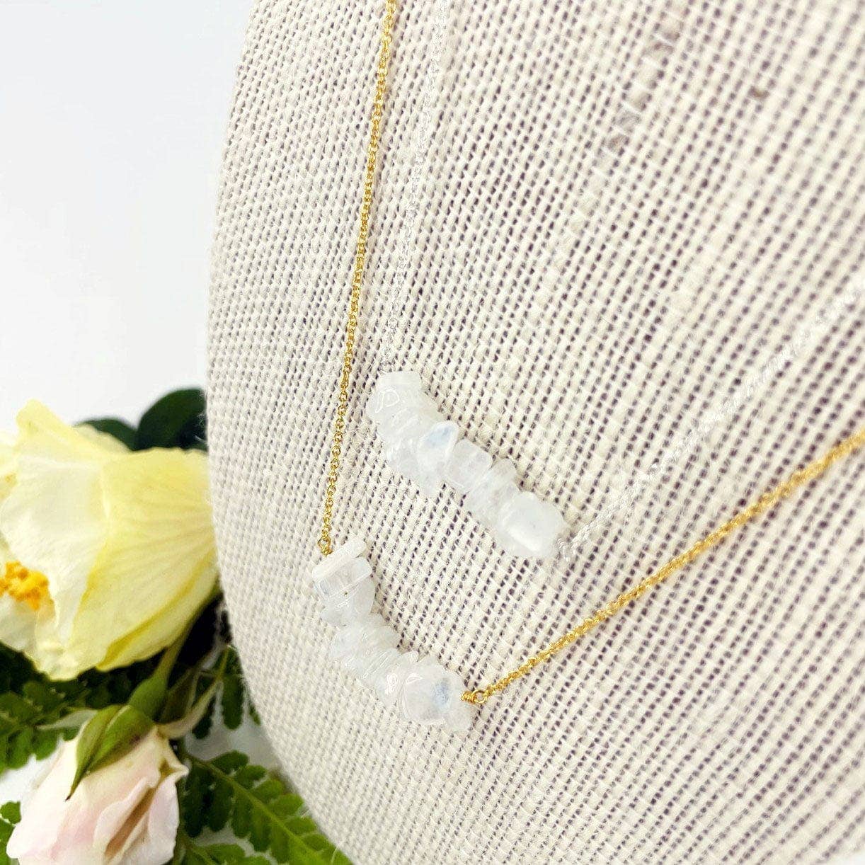 June Birthstone Necklace  - Moonstone: Gold over sterling