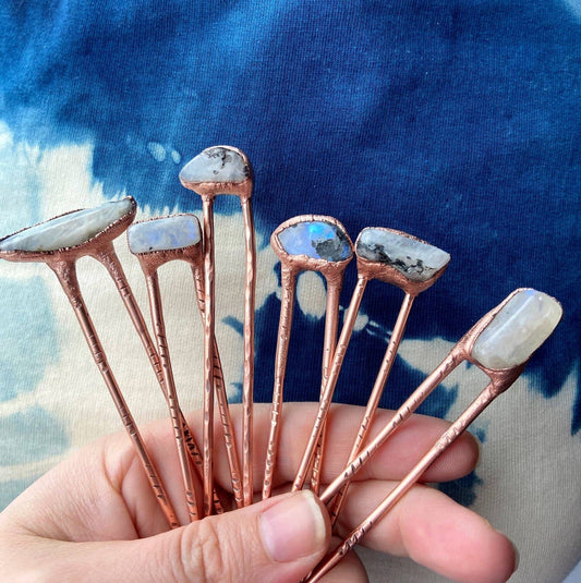 Rainbow Moonstone Hair Pin