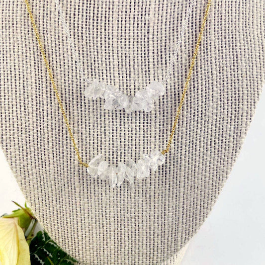 April Birthstone Necklace - Crystal Quartz: Gold over sterling