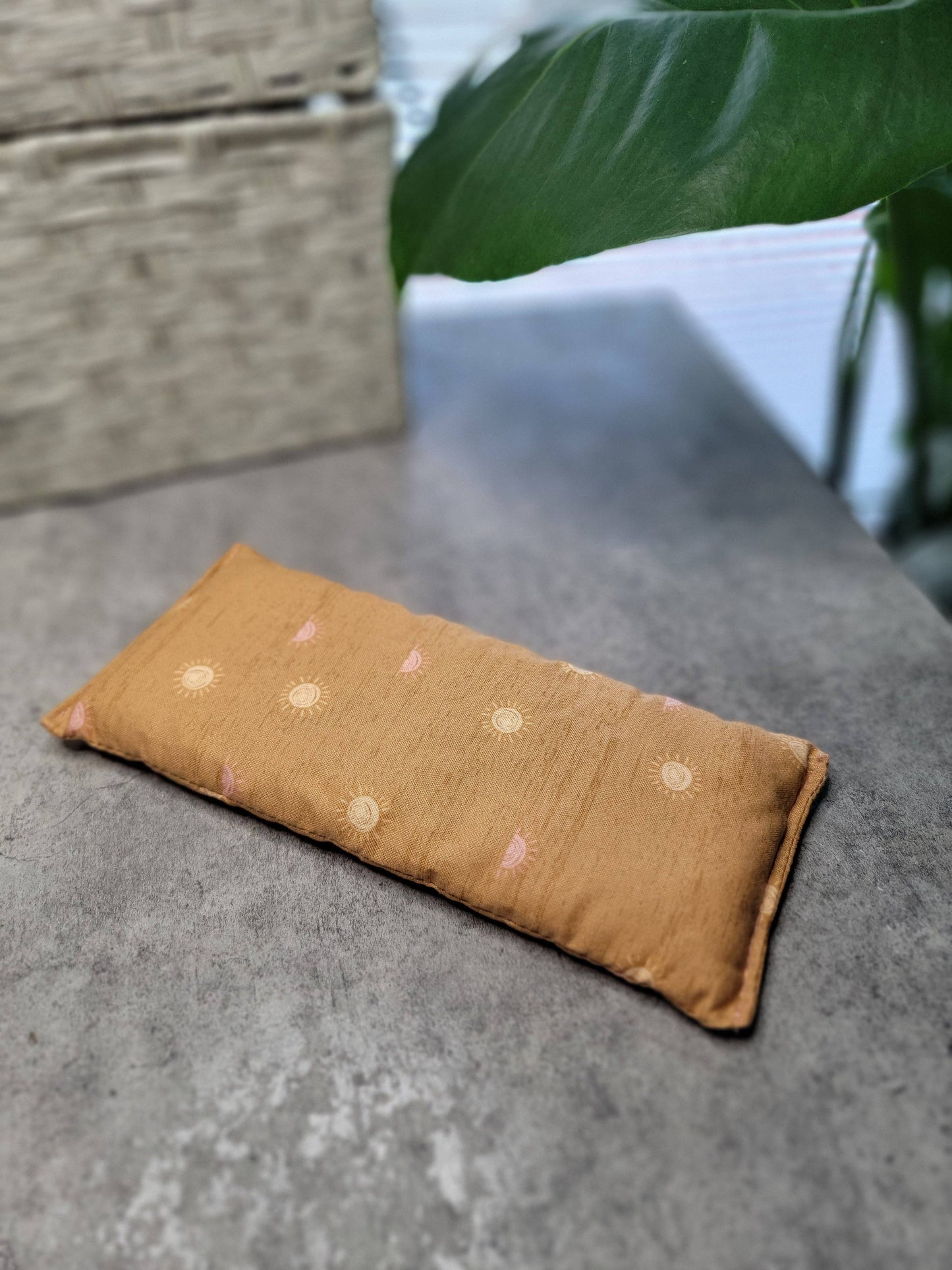 Aromatherapy Hot/Cold Weighted Eye Pillow - Moon and Sky fabrics: Lavender and Peppermint / Rice and Flaxseed Mix / Boho Sun